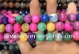 CAA3150 15 inches 12mm faceted round fire crackle agate beads wholesale