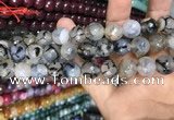 CAA3151 15 inches 12mm faceted round fire crackle agate beads wholesale