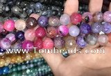 CAA3156 15 inches 12mm faceted round fire crackle agate beads wholesale