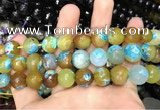 CAA3157 15 inches 12mm faceted round fire crackle agate beads wholesale