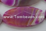 CAA317 15.5 inches 30*60mm faceted oval fuchsia line agate beads