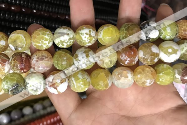 CAA3181 15 inches 14mm faceted round fire crackle agate beads wholesale