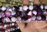 CAA3186 15 inches 14mm faceted round fire crackle agate beads wholesale