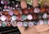 CAA3187 15 inches 14mm faceted round fire crackle agate beads wholesale