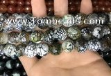 CAA3188 15 inches 14mm faceted round fire crackle agate beads wholesale