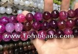 CAA3192 15 inches 14mm faceted round fire crackle agate beads wholesale