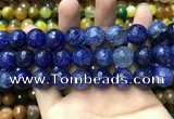 CAA3195 15 inches 14mm faceted round fire crackle agate beads wholesale