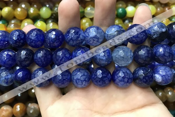 CAA3195 15 inches 14mm faceted round fire crackle agate beads wholesale