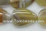 CAA320 15.5 inches 22*32mm flat teardrop yellow line agate beads