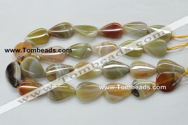 CAA320 15.5 inches 22*32mm flat teardrop yellow line agate beads