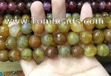 CAA3201 15 inches 14mm faceted round fire crackle agate beads wholesale