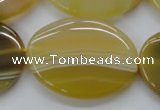 CAA321 15.5 inches 30*40mm oval yellow line agate beads