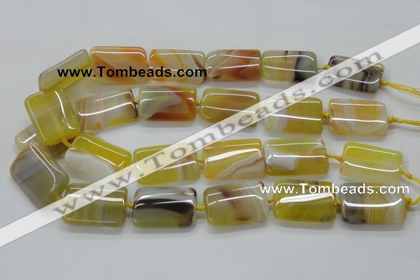 CAA322 15.5 inches 22*32mm rectangle yellow line agate beads