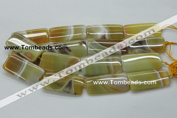 CAA323 15.5 inches 24*50mm rectangle yellow line agate beads