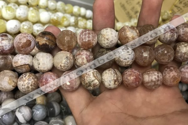 CAA3234 15 inches 16mm faceted round fire crackle agate beads wholesale