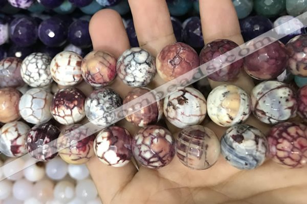 CAA3235 15 inches 16mm faceted round fire crackle agate beads wholesale