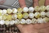 CAA3236 15 inches 16mm faceted round fire crackle agate beads wholesale