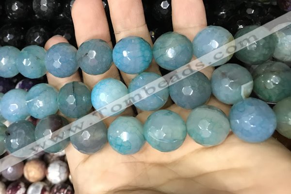 CAA3237 15 inches 16mm faceted round fire crackle agate beads wholesale