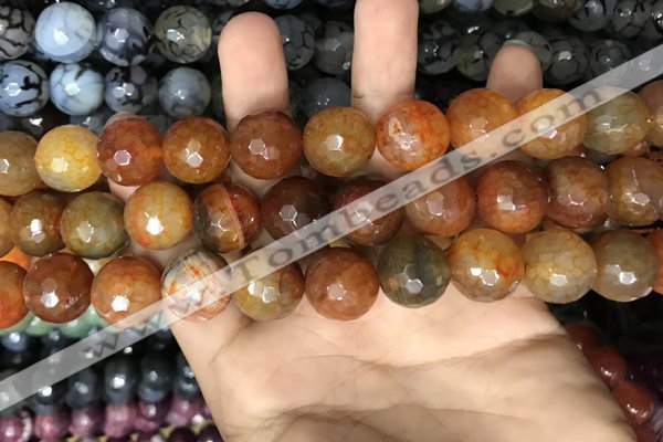 CAA3238 15 inches 16mm faceted round fire crackle agate beads wholesale