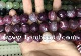 CAA3244 15 inches 16mm faceted round fire crackle agate beads wholesale