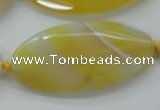 CAA325 15.5 inches 25*50mm faceted marquise yellow line agate beads