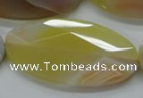 CAA326 15.5 inches 30*60mm faceted oval yellow line agate beads