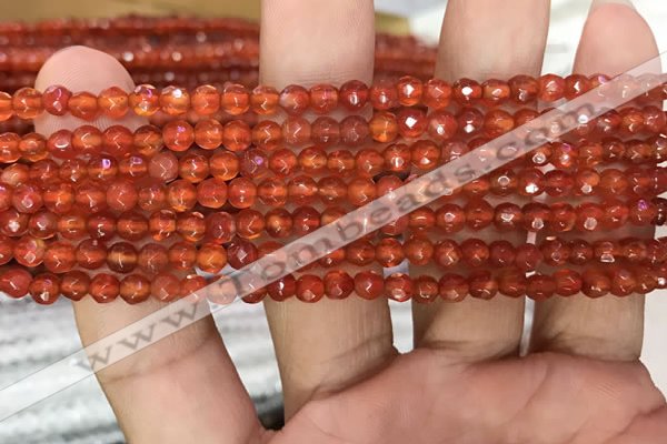 CAA3265 15 inches 4mm faceted round agate beads wholesale