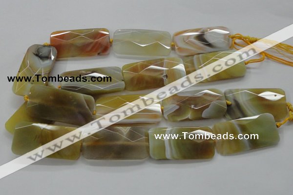 CAA327 15.5 inches 25*50mm faceted rectangle yellow line agate beads