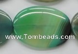 CAA329 15.5 inches 30*40mm oval green line agate beads