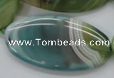 CAA330 15.5 inches 30*40mm oval green line agate beads