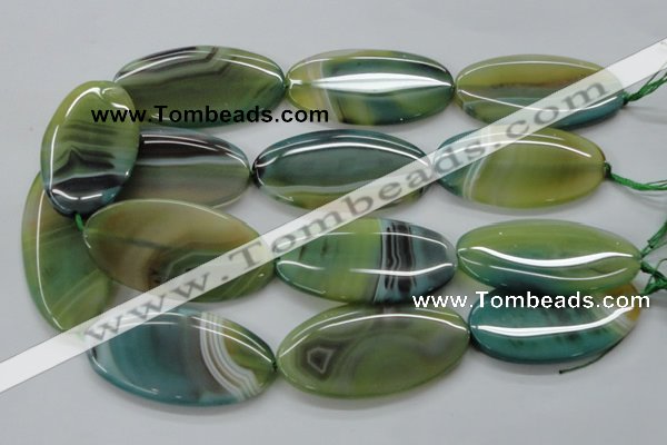CAA330 15.5 inches 30*40mm oval green line agate beads