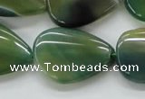 CAA331 15.5 inches 22*28mm flat teardrop green line agate beads