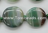 CAA332 15.5 inches 24mm flat round green line agate beads