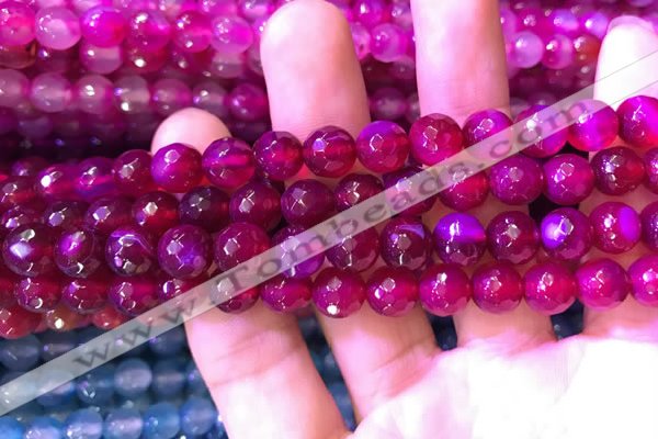 CAA3334 15 inches 8mm faceted round agate beads wholesale