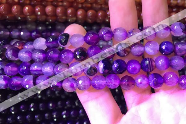 CAA3338 15 inches 8mm faceted round agate beads wholesale