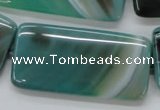 CAA334 15.5 inches 25*50mm rectangle green line agate beads