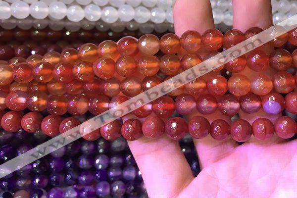 CAA3340 15 inches 8mm faceted round agate beads wholesale