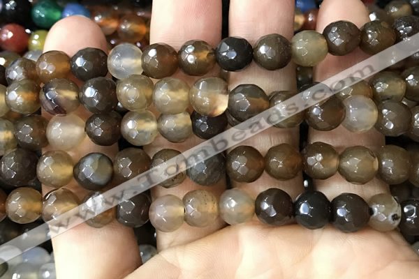 CAA3349 15 inches 8mm faceted round agate beads wholesale