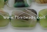 CAA336 15.5 inches 22*30mm faceted rectangle green line agate beads