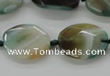 CAA337 15.5 inches 18*25mm faceted oval green line agate beads