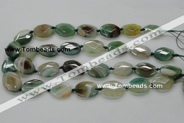 CAA337 15.5 inches 18*25mm faceted oval green line agate beads