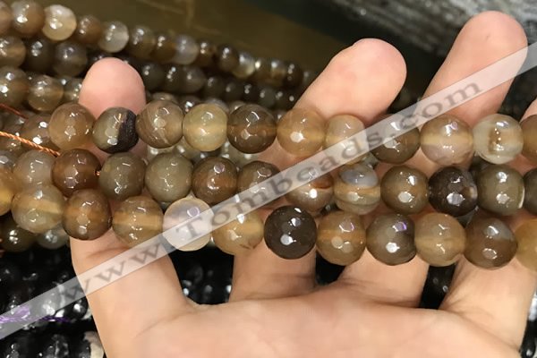 CAA3378 15 inches 10mm faceted round agate beads wholesale