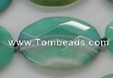 CAA338 15.5 inches 30*40mm faceted oval green line agate beads