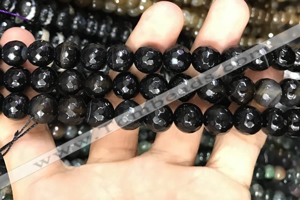 CAA3381 15 inches 10mm faceted round agate beads wholesale