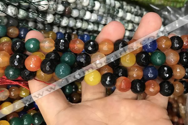 CAA3383 15 inches 10mm faceted round agate beads wholesale