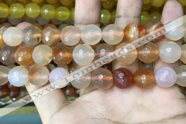 CAA3396 15 inches 12mm faceted round agate beads wholesale