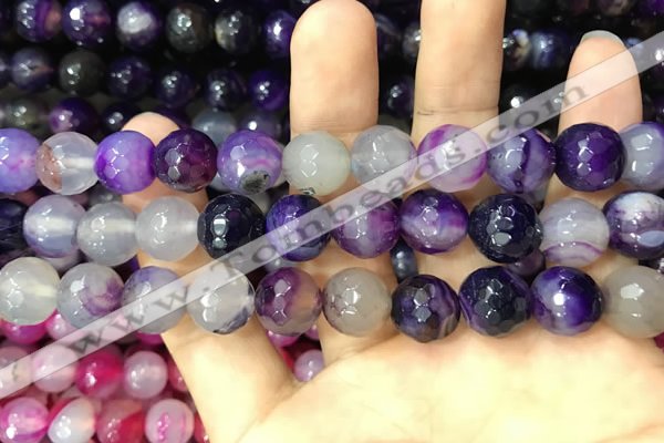 CAA3398 15 inches 12mm faceted round agate beads wholesale