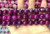 CAA3401 15 inches 12mm faceted round agate beads wholesale