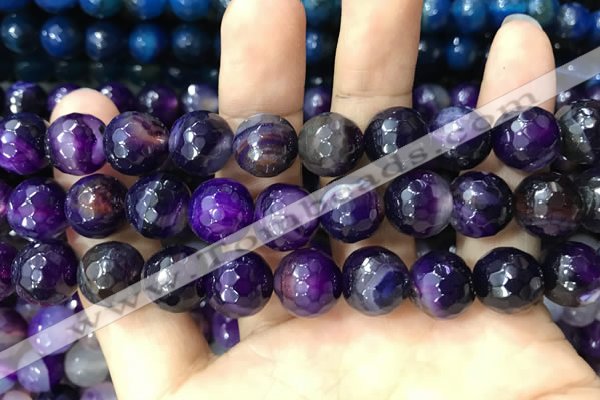 CAA3402 15 inches 12mm faceted round agate beads wholesale