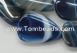 CAA342 15.5 inches 22*30mm flat teardrop blue line agate beads